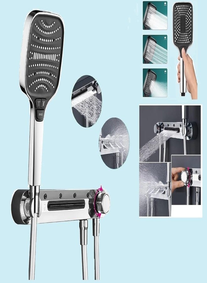 X-XONIER® Luxury thermostat Shower set System 4in1 shower panel with large Overhead Rainfall (Silver) - Image 2